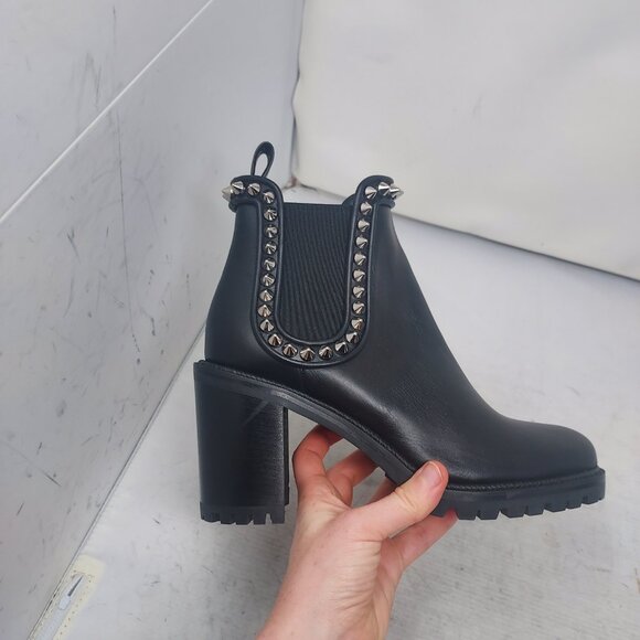 Christian Louboutin Black Spike Stud Capahutta Chelsea Heel Boot - Picture 3 of 10